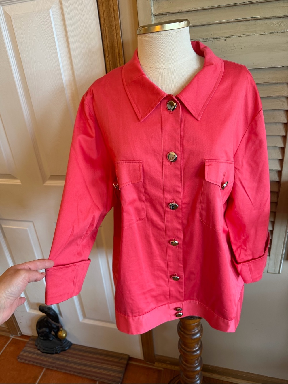 Nolan Miller Vibrant Coral-Pink Button Front Jacket
